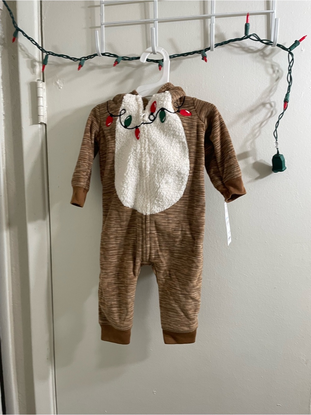 NWT Carter's Just One You Holiday Reindeer Jumpsuit White Brown 6 Months 6M